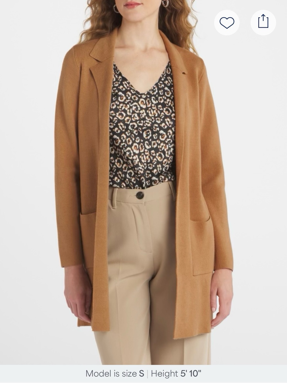 Stitch Fix Fortune + Ivy Women's Camel Naji Open-Front Blazer Jacket Coatigan - Picture 6 of 10